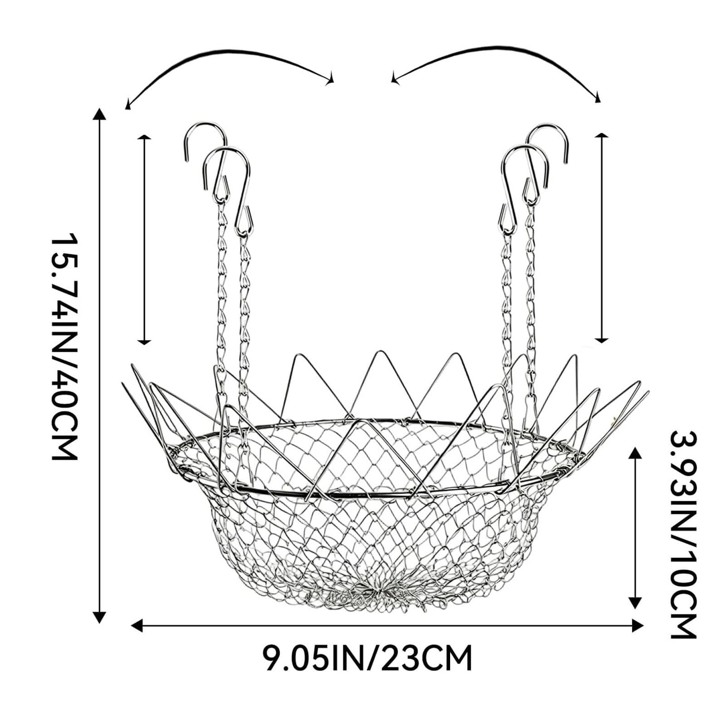 Adjustable Planter Insert for Pots Any Height with 4 Hooks, 12-18" Stainless Steel Chain Pot Fillers for Tall Planter, Stainless Steel Plant Elevator, for Outdoor Indoor Flower Potted Home (1)