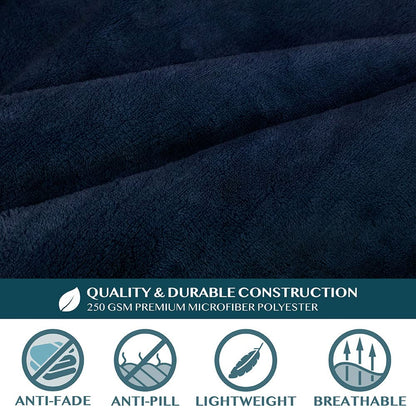 PAVILIA Wearable Blanket with Sleeves for Adult Women Men, Cozy Fleece Warm Wrap Throw Blanket with Arms, Pocket, Gifts for Christmas, Wife, Navy Blue