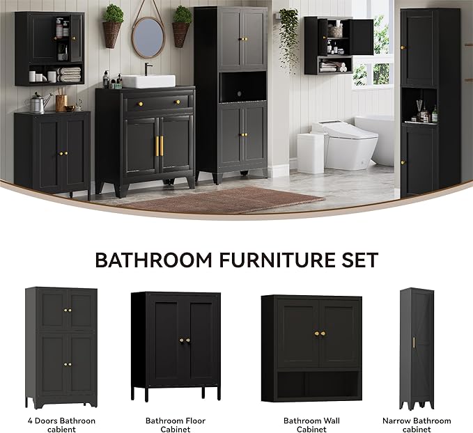 YAUWOH Small Metal Cabinet, Bathroom Storage Cabinet