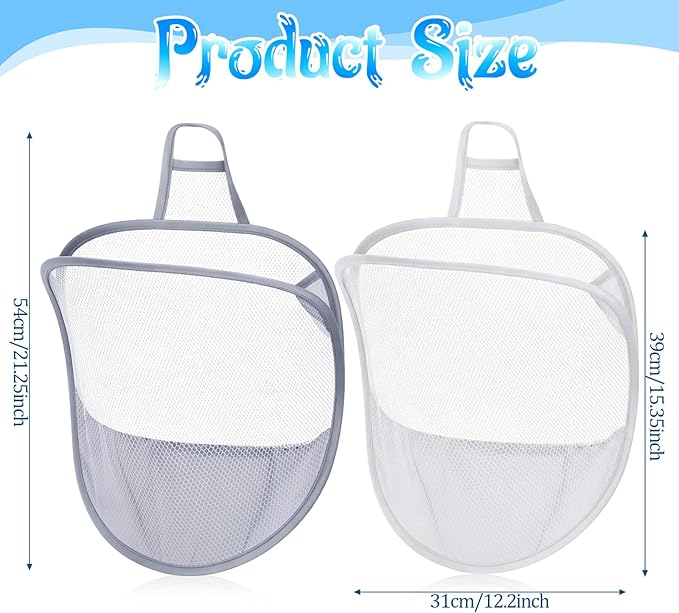 2 Pack Mesh Foldable Hanging Laundry Hamper, Small Wall Laundry Baskets