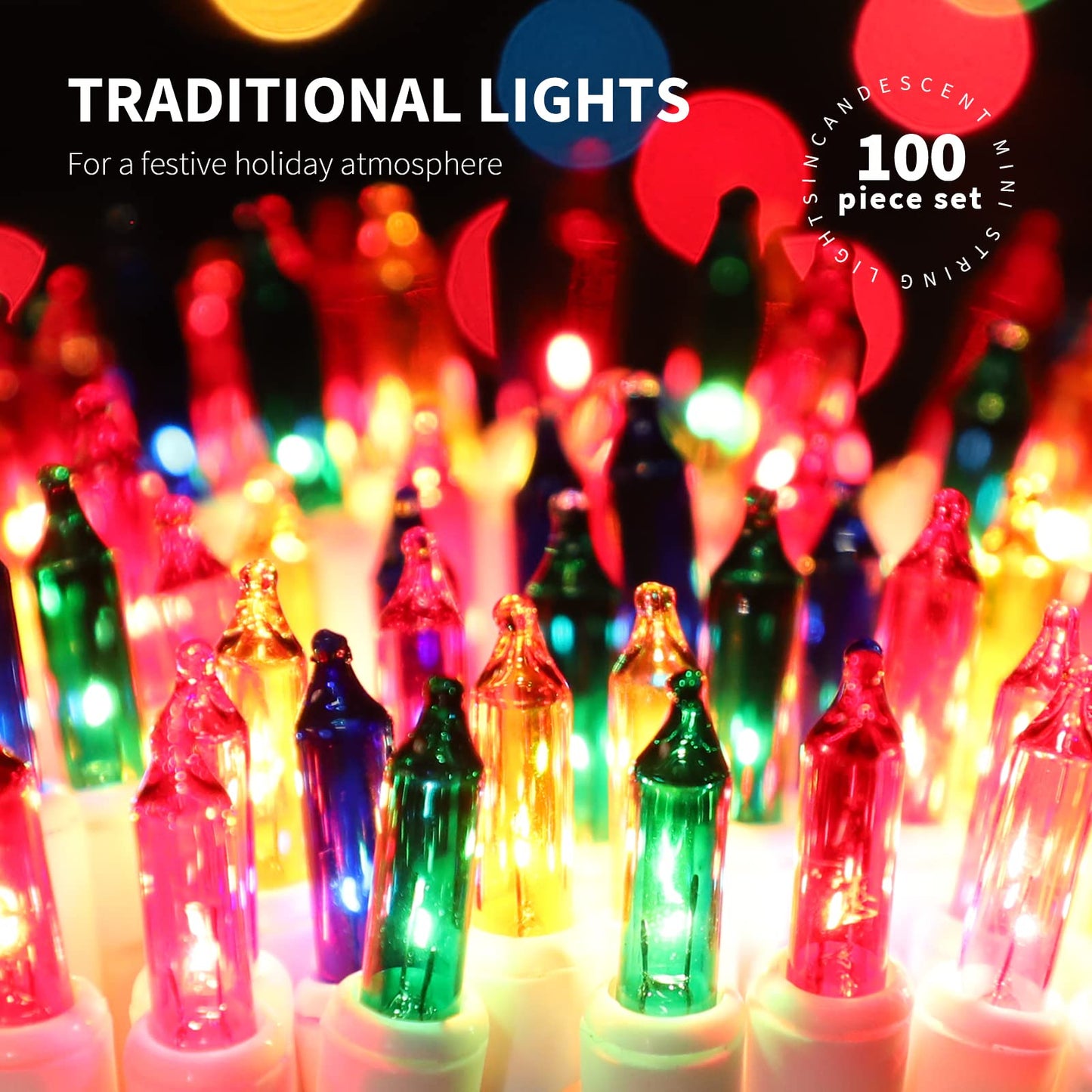 JUSTPRO 100LIGHTS Multi Easter Mini String Lights，Connectors Christmas Decorative Lights 19.6 UL Certified Waterproof for Easter Home Garden Holiday Christmas Tree Party Patio Wedding