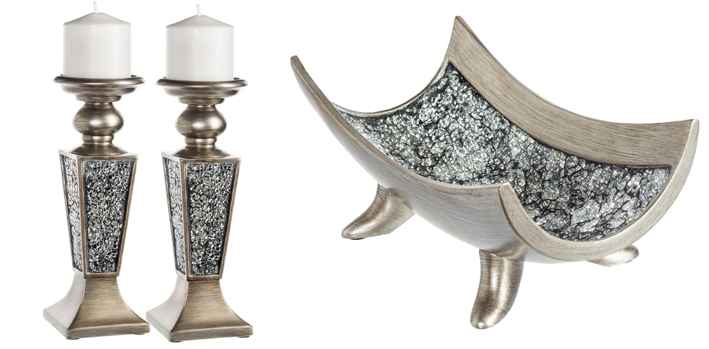 Creative Scents Schonwerk Silver Centerpiece Bowl - Coffee Table Decor - Centerpiece Table Decorations for Dining Room Living Room or Entry Table - Decorative Bowl - Best Wedding/Birthday Gift