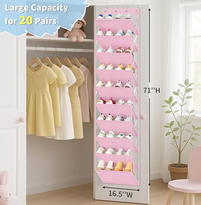 AOODA 10 Tier Clear Over the Door Shoe Organizer Storage, Deep Pockets Large
