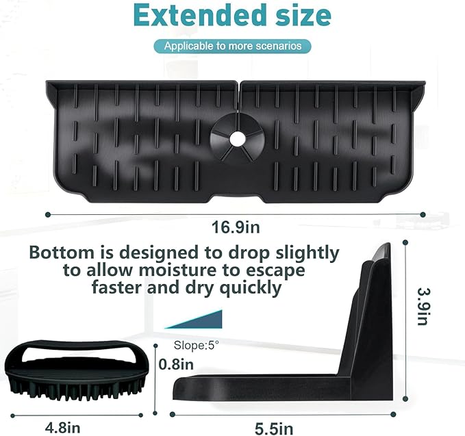 Kitchen Sink Splash Guard，Sink Draining Pad Behind Faucet，Faucet Mat