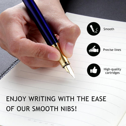 Zalantan Fountain Pen,luxury pens Fine point smooth writing pens for journaling fancy pen with Gift Case 8 black ink cartridges an EF Nib an ink converte nice metal pen writer gifts（Black）