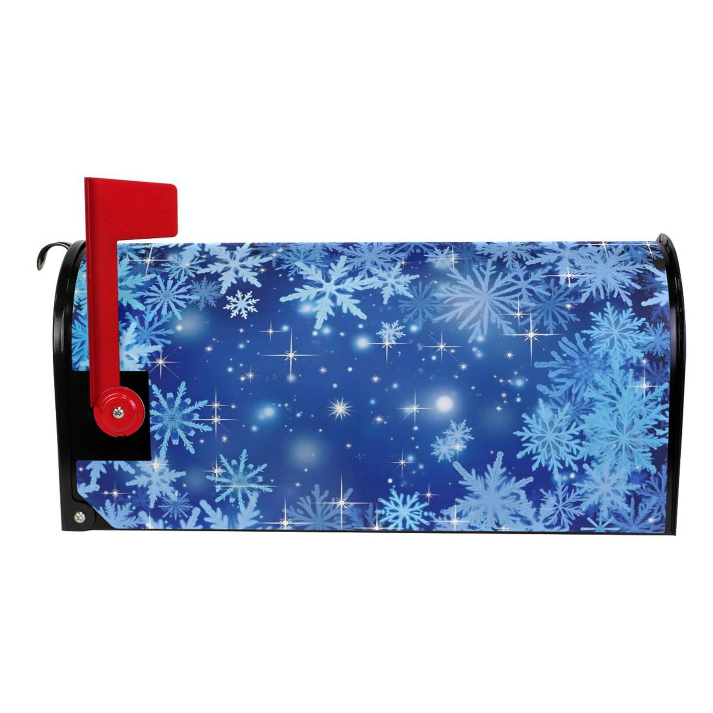 ALAZA Blue Winter Christmas Glitter Snowflakes Magnetic Mailbox Cover MailWraps Garden Yard Home Decor for Outside Oversized-25.5" x20.8"