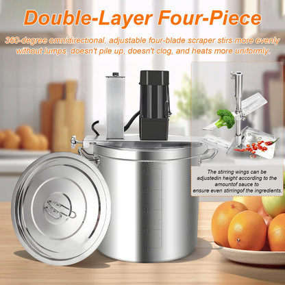 25L Commercial Automatic Food Mixer, Stainless Steel, 4-Blade Stirring Scraper, Adjustable Speed Control, for Restaurant & Industrial Use