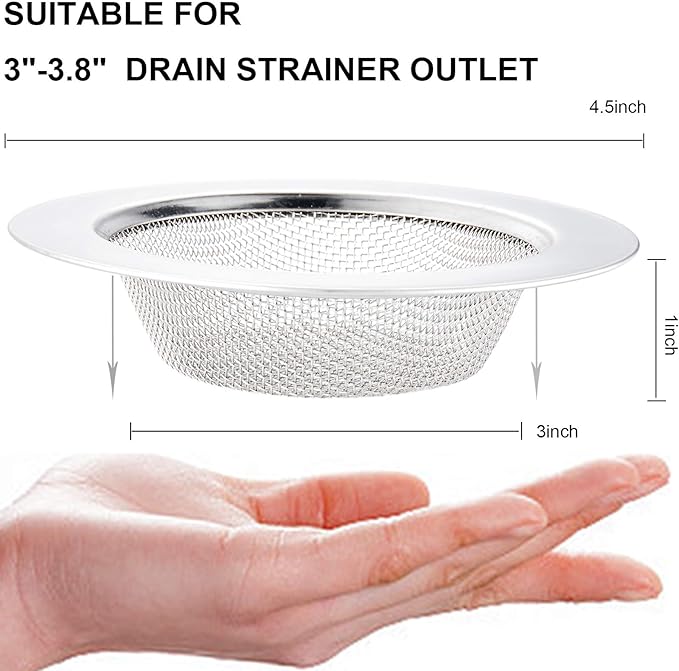 LASSHSWA 2 Pcs Kitchen Sink Strainer Stainless Steel, Mesh and Punching