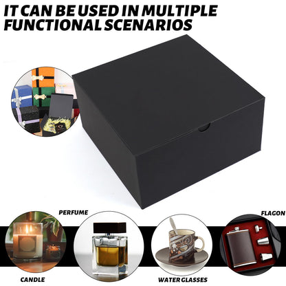 YUEFANBOX Black Gift Boxes with Lids, 8x8x4 inches, 10 Pack – Easy Assemble Bulk Boxes with Bottom Stickers for Groomsmen Proposals, Wedding Favors, Birthdays & Christmas