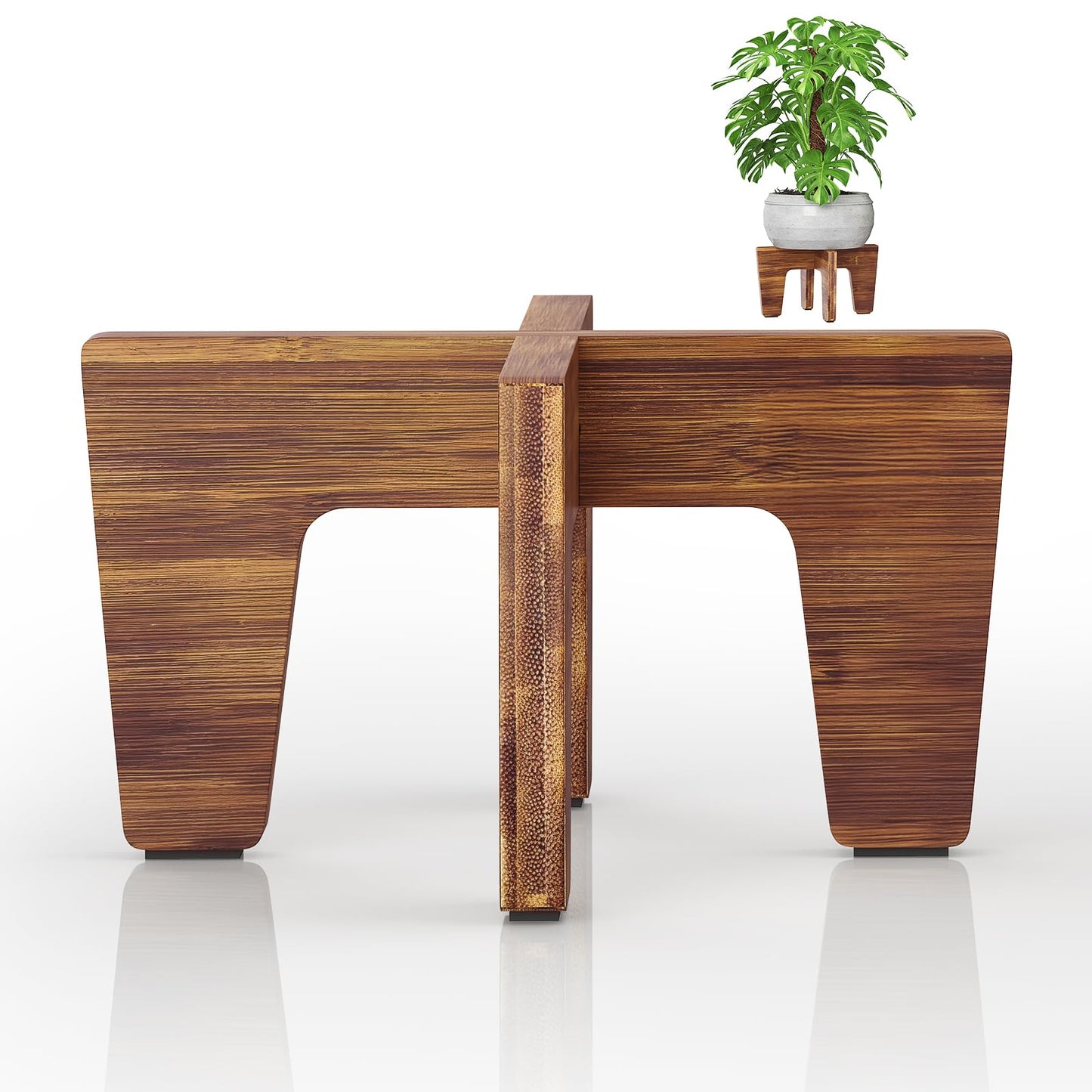Plant Stand Indoor Outdoor, Plant Holder Sturdy Single Flower Pot Stand Planter Stand Stool Display Decorative for Desktop Counter Room (Brown 10")
