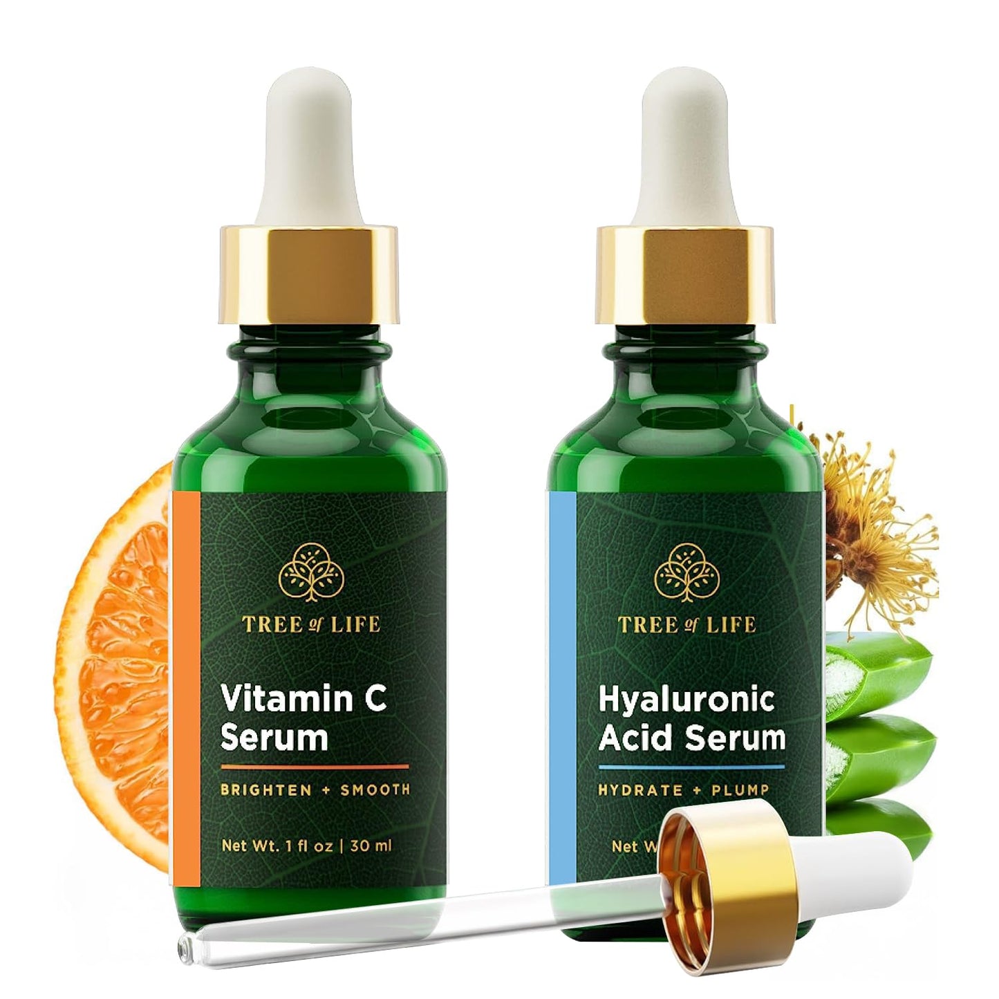 Tree of Life Beauty Facial Skin Care Set, Brightening, Firming, Hydrating, Dry Face, Dermatologist Tested - Trio Power Kit, Vitamin C, Retinol and Hyaluronic Acid, 3 count of 1 Fl Oz
