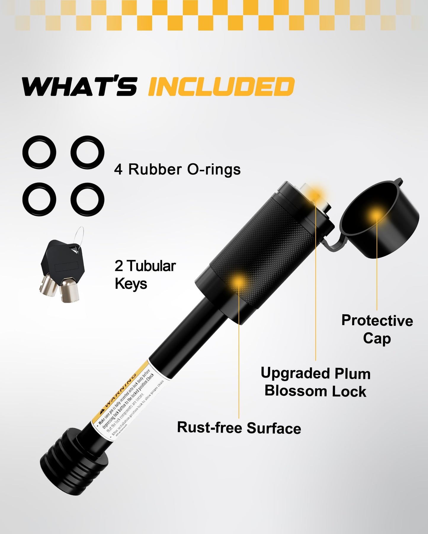 RETRUE Trailer Hitch Locks, 5/8" Locking Hitch Pin for 2" and 2 1/2" Receiver Class III IV Hitch, Tow Hitch Pin Lock Dia 3-1/2” Long Pin with O-Rings Weatherproof Caps for Trailer Truck Car Boat