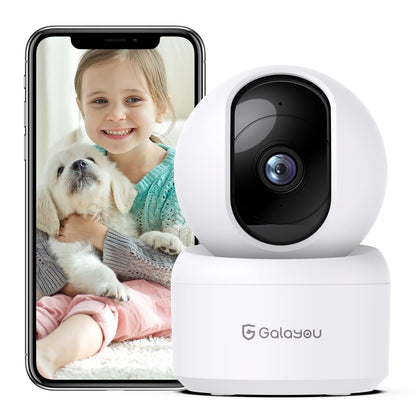 GALAYOU Indoor Security Camera 2K, 360 Degree 2.4G WiFi Home Security for Baby/Pet/Elder/Nanny with Night Vision, 24/7 SD Card Storage, Works with Alexa and Google Assistant G2-2Pack