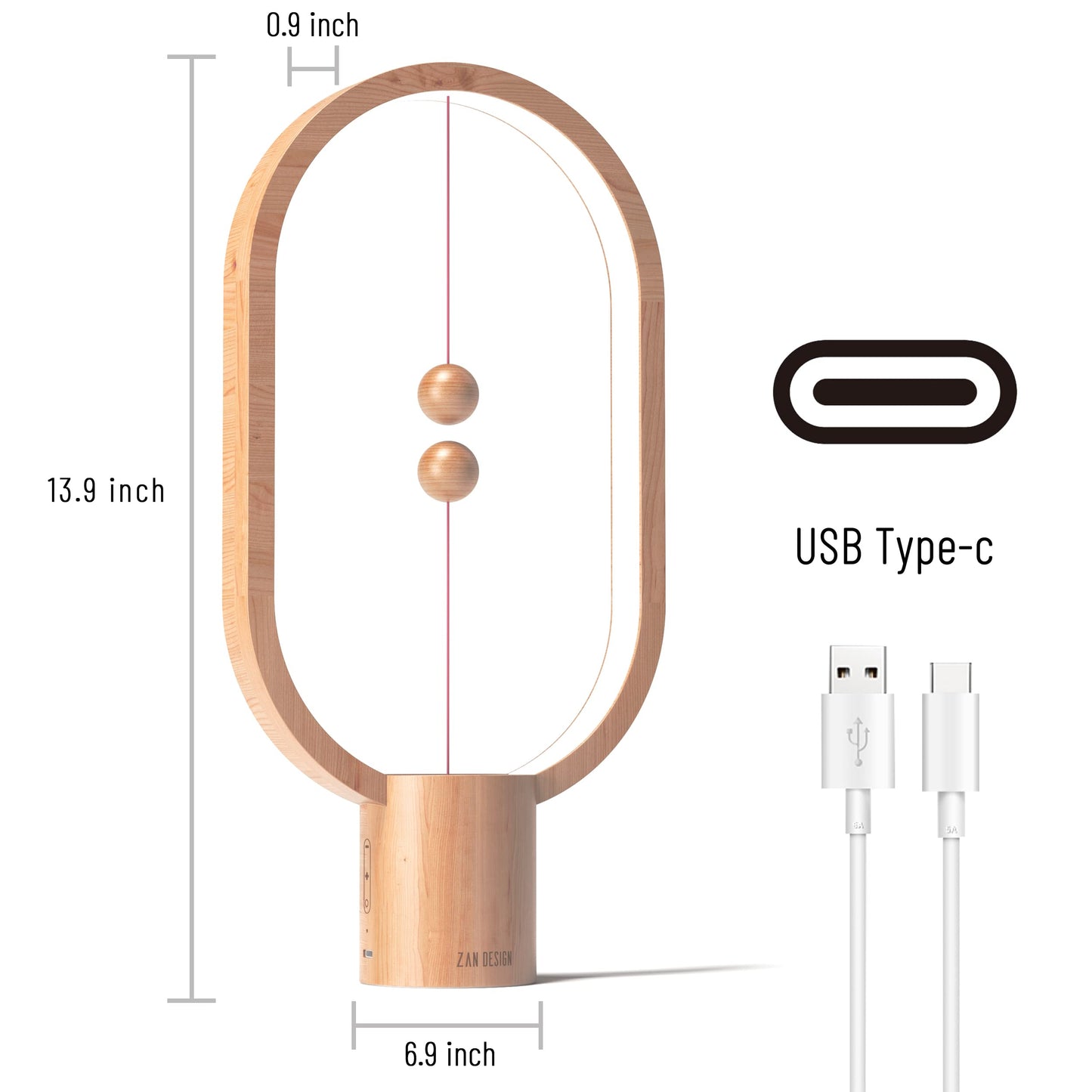 Leisure Stay Heng Balance Table Lamp, LED Magnetic Lamp，Creative Design,Bedside Light with Touch Dimmer, Eye-Care Table Light for Bedroom(Wood)