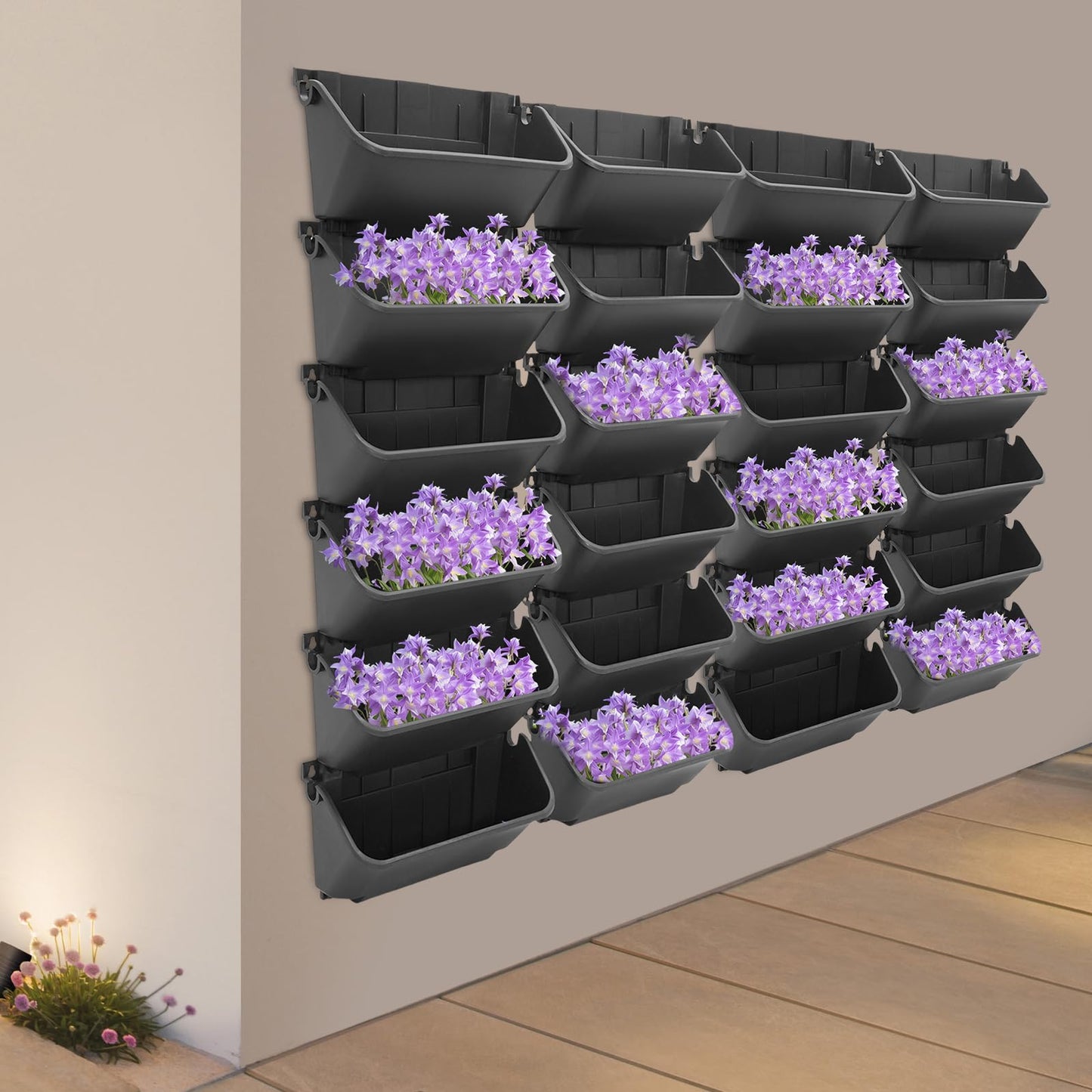 Bazargame Self Watering Vertical Wall Planter with 36 Pots, Vertical Garden Planter for Indoor Plants, Mounted Planter Flower Pot Holder for Herbs Vegetables Fruits, Black