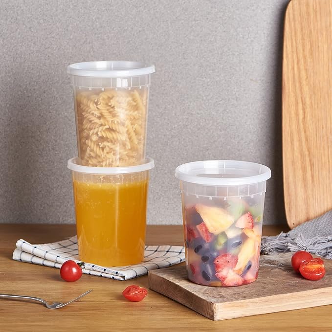 32oz Plastic Deli Containers, 24 Sets