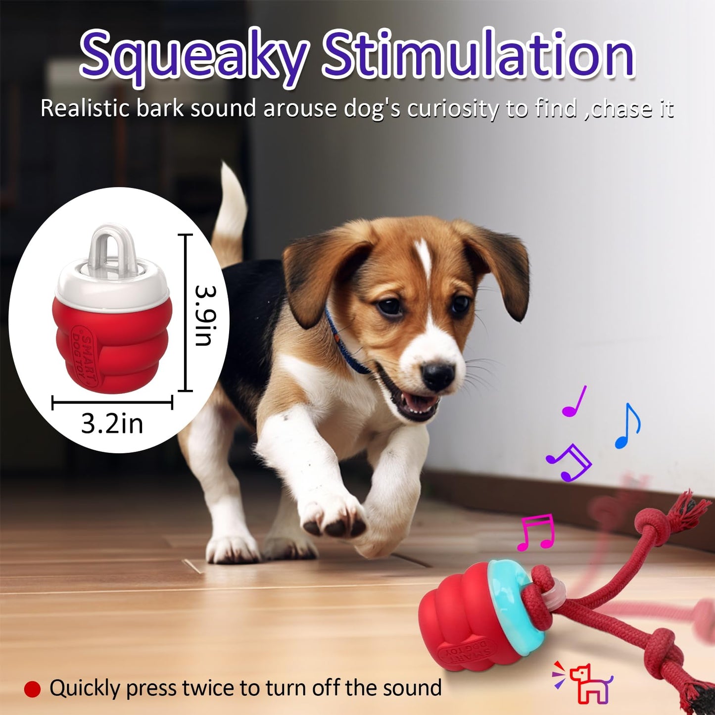 Giociv Interactive Dog Toys with Motion Activated, Squeaky Dog Toy Active Rolling Ball Wicked Ball for Daily Training