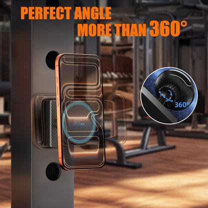 welvath Dual Magnetic Phone Holder for Gym, Workout, Kitchen or Any Metal Surface, Magnet Base Mount & Power Magnet Phone Mount for MagSafe iPhone 17 16 15 14 13 12 Series