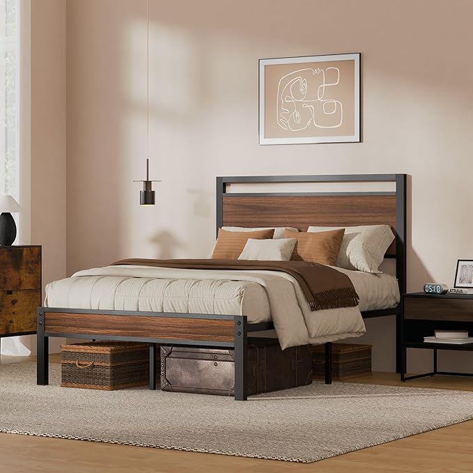 Z-hom Easy Assembly Sturdy Metal Platform Bed, Full Size Bed Frame