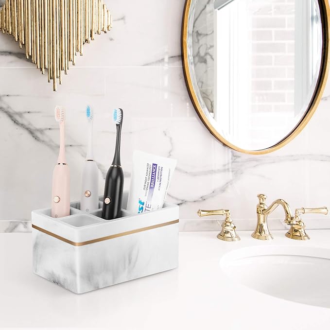 Shinowa Resin Toothbrush Holder, 5 Slots Hygienic Electric Toothbrush Holder