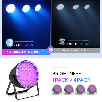 BETOPPER Par Lights with Remote Control, 54x3W LED RGB 3-in-1 Stage Lights DMX DJ Lighting Fixtures, Superior Brightness Strobe Light & Wash Light for Party, Concert, Church, Wedding, Bar,8 Pack