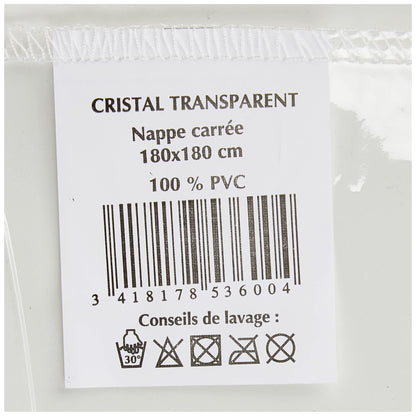 Soleil d'ocre Square Tablecloth 180 x 180 cm Crystal, Polyvinyl Chloride (PVC), Transparent/Green