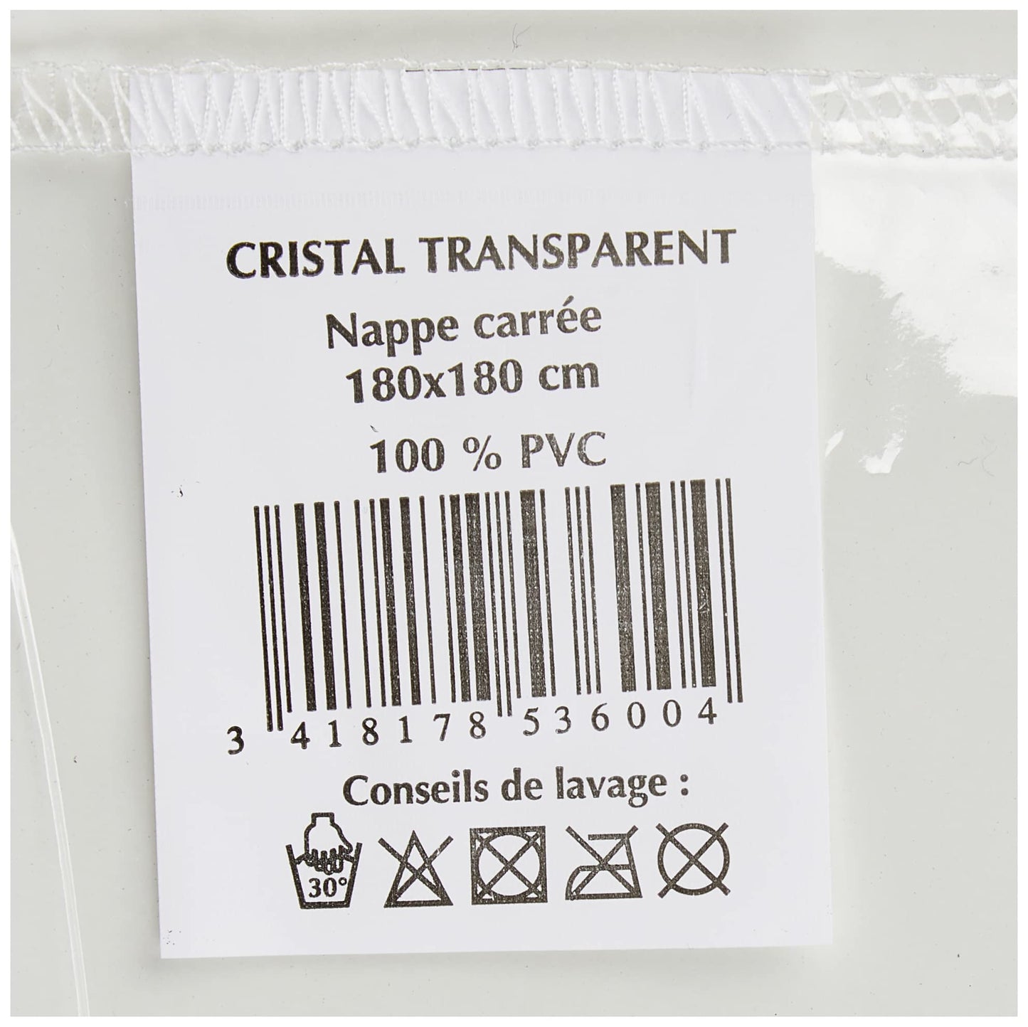 Soleil d'ocre Square Tablecloth 180 x 180 cm Crystal, Polyvinyl Chloride (PVC), Transparent/Green