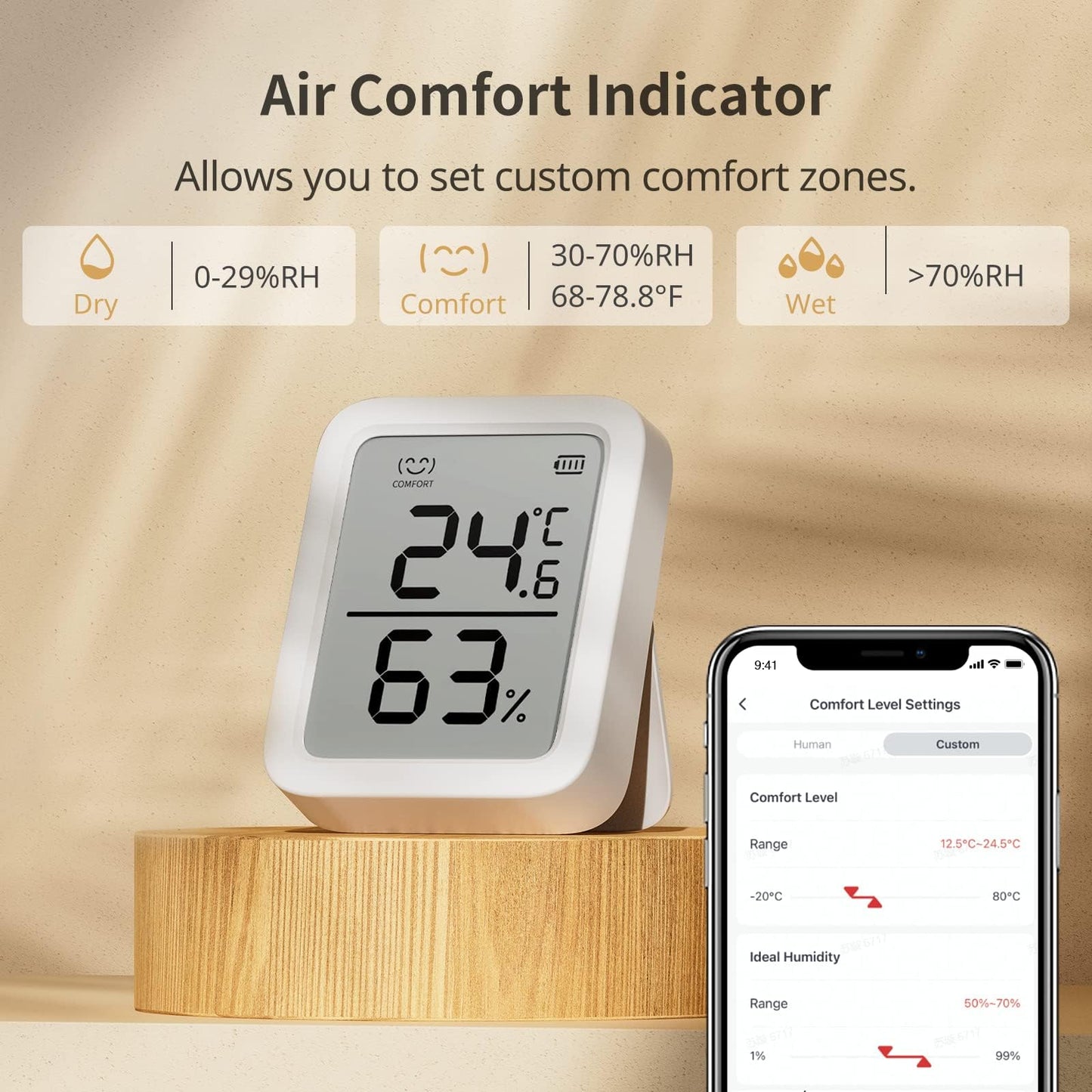 SwitchBot Smart Room Thermometer Hygrometer Sensor Plus, Wireless Digital Indoor Temperature Gauge Humidity Monitor with Dewpoint/VPD/Absolute Humidity Meter, for Home, Greenhouse, Basement and Pets