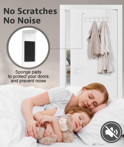 Optish Over The Door Hooks, Door Hanger Hooks for Hanging, Over The Doors Towel Racks for Bathroom, Coat Rack Dorm Essentials (1Pack, White, Fit 1-3/4" Doors)