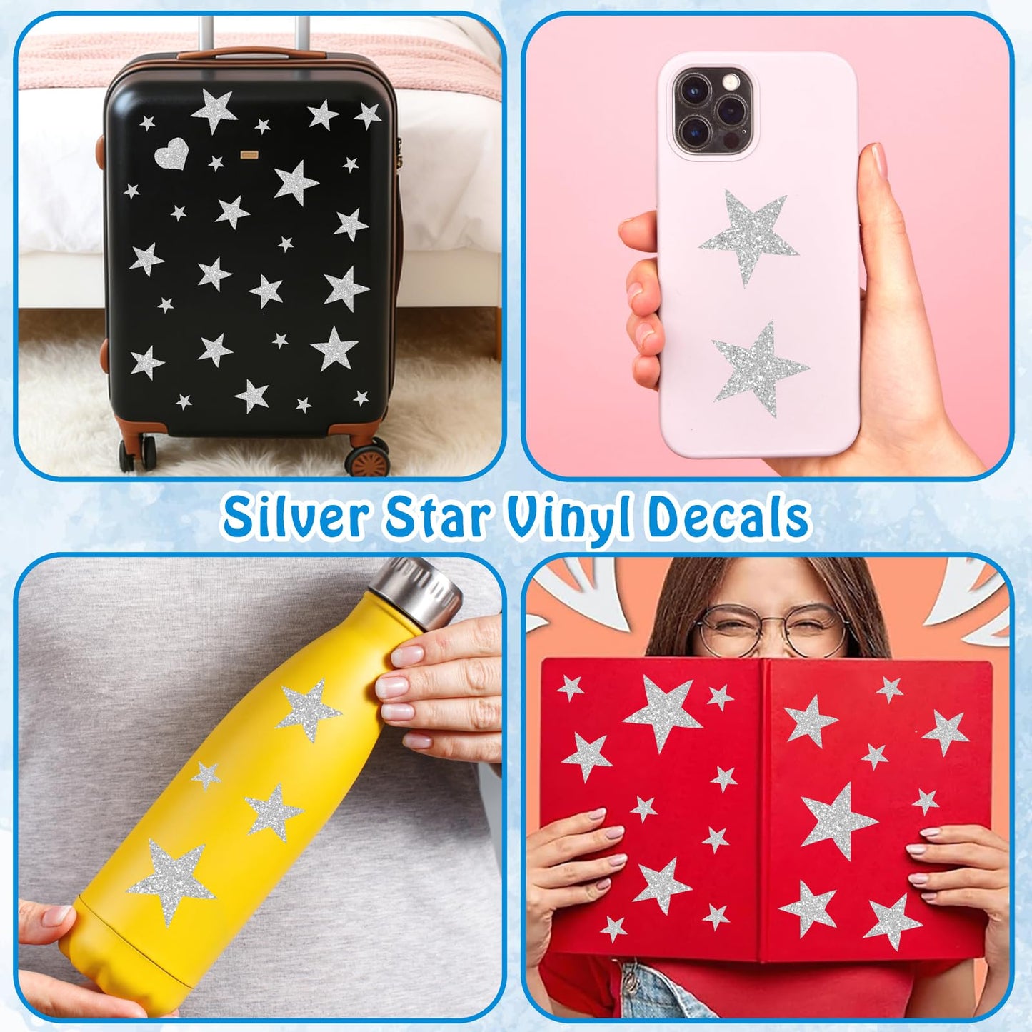 Easma Star Wall Decals (191stars+1moon+1heart) 3 Size Silver Stars and Moon Decals Removable Peel and Stick Stickers Fits Kids Room Decor