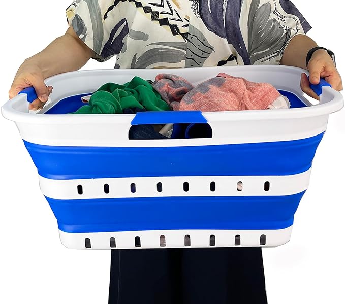 SAMMART 42L Collapsible Plastic Laundry Basket