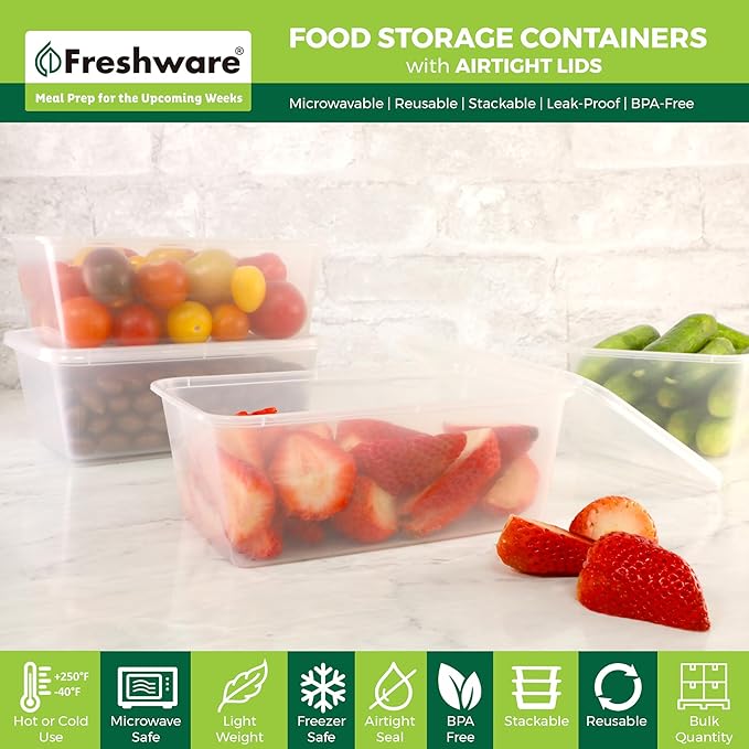 Freshware Food Storage Containers 34 oz Plastic Deli Containers