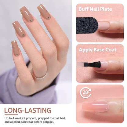 GAOY Poly Gel Nail Kit with U V Light Starter Kit, 6 Pcs Builder Gel Extension Kit for Beginners with Everything Nail Art DIY