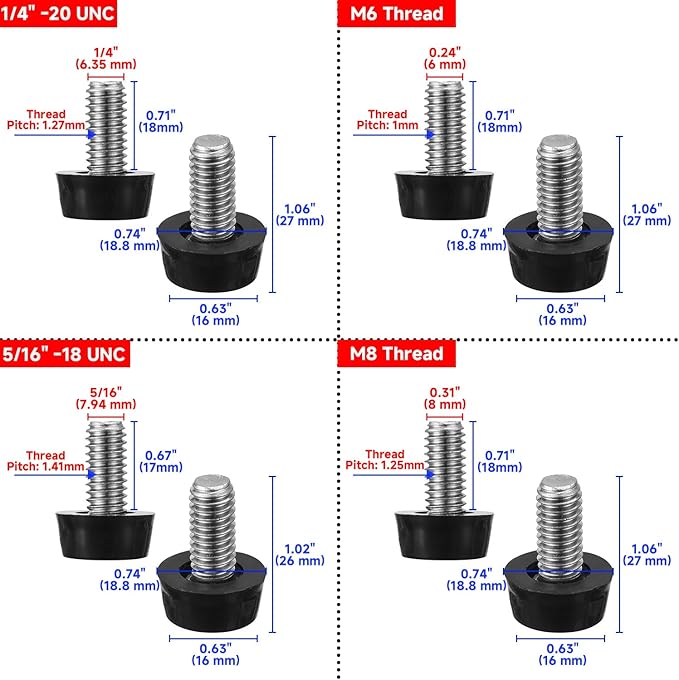 M8 Thread Adjustable Furniture Levelers Screw in Threaded 20 Pcs, Galvanized