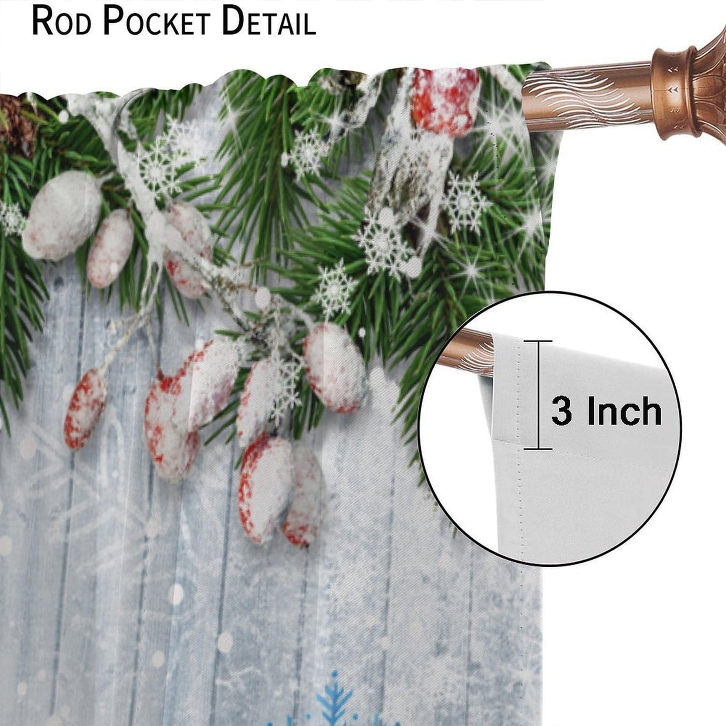 FengMingRui Kids Christmas Curtain for Bedroom Angel Pine Tree Christmas Tree Pine Leaves Winter Holiday Christmas Decor Window Drapes 52" W X 84" L