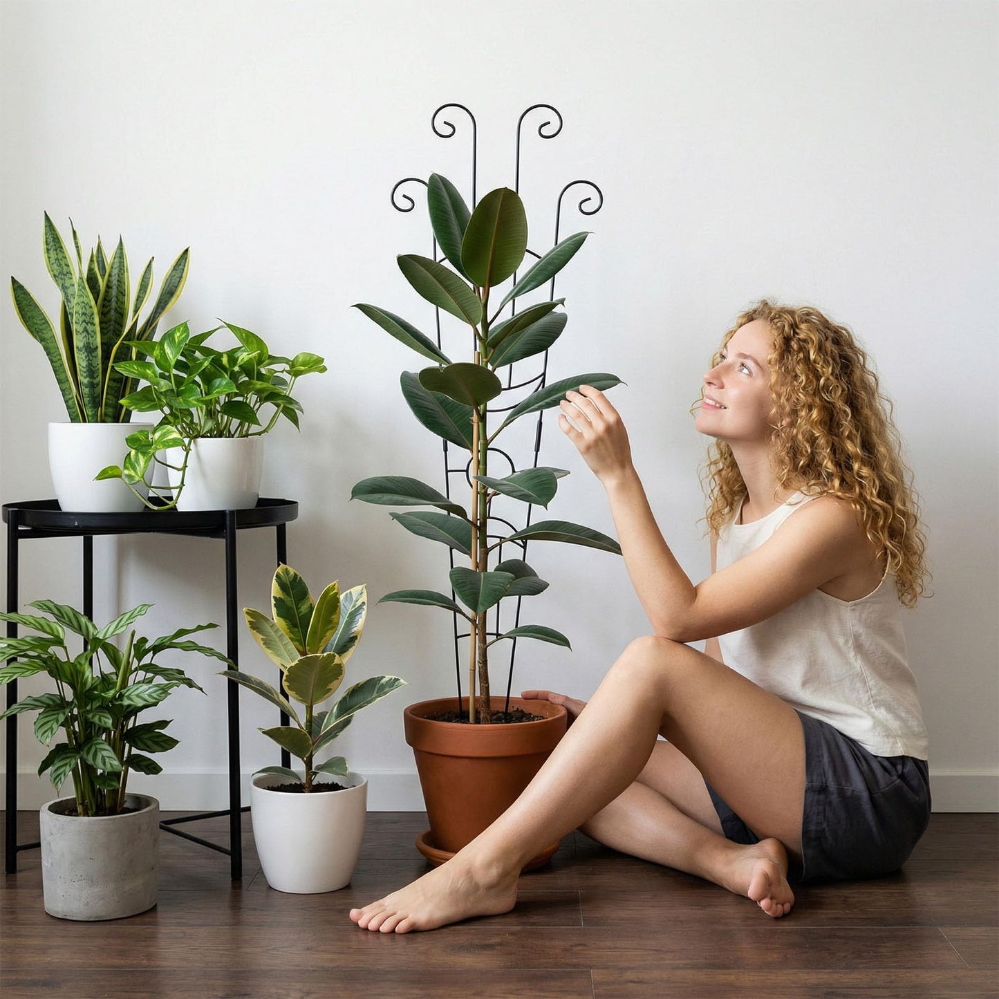 2 Pack 30 in Adjustable Plant Trellis Thickened Rust-Proof Metal Climbing Support Expandable 15-30 Inch Indoor Outdoor Garden Trellis for Pothos Ivy Monstera with Plant Ties