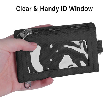 TATAANTY RFID Blocking Wallet, Minimalist Wallet for Men, Small Wallet for Women with Lanyard Keychain, ID Holder Zipper for Cards, Coins, Travel, Water-resistant, Black