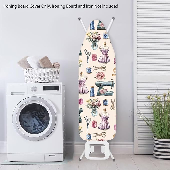 Sprowallow Flowers Ironing Board Cover Standard Size Silicone Coated 15x54 inch