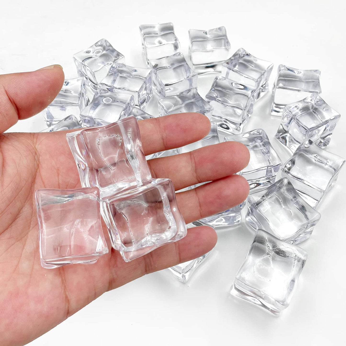 LYFJXX Fake Ice Cubes, 30 mm 25 PCS Artificial Acrylic Crystal Diamonds for Vase Fillers,Table Scatter, Party Favor, Wedding Decoration, Photography Props, Food Display, DIY crafts