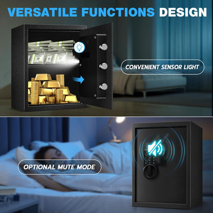 Fdsutvit 2.8 Cu Ft Safe Box For Home Documents -Steel Electronic Digital Safety Box for Office Money Jewelry Valuables, Personal Security Lock Box with Sensor Light, Removable Shelf, Mute Function