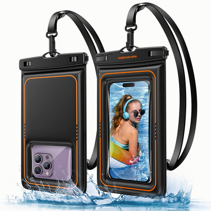 UNBREAKcable Floating Waterproof Phone Pouch 2 Pack, IPX8 Waterproof Phone Case Dry Bag Kayak/Beach/Cruise Travel Essentials, Water Proof Pouch for iPhone 16 15 Pro Max, Samsung S25 Ultra S24 S23-7"