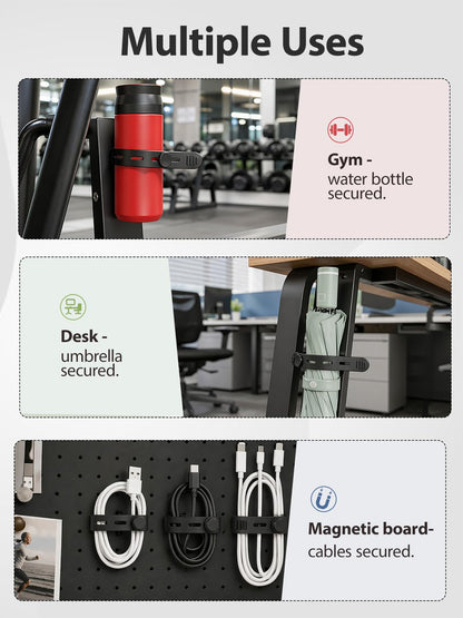 Duseu Magnetic Gym Water Bottle Holder, Adjustable Magnetic Tumbler Holder for Bottles, Magnets Cup Holder, Space Saving Organizer