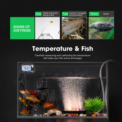 VIVOSUN 4-Pack LCD Digital Aquarium Thermometer Fish Tank Water Terrarium Temperature with Suction Cup for Turtle