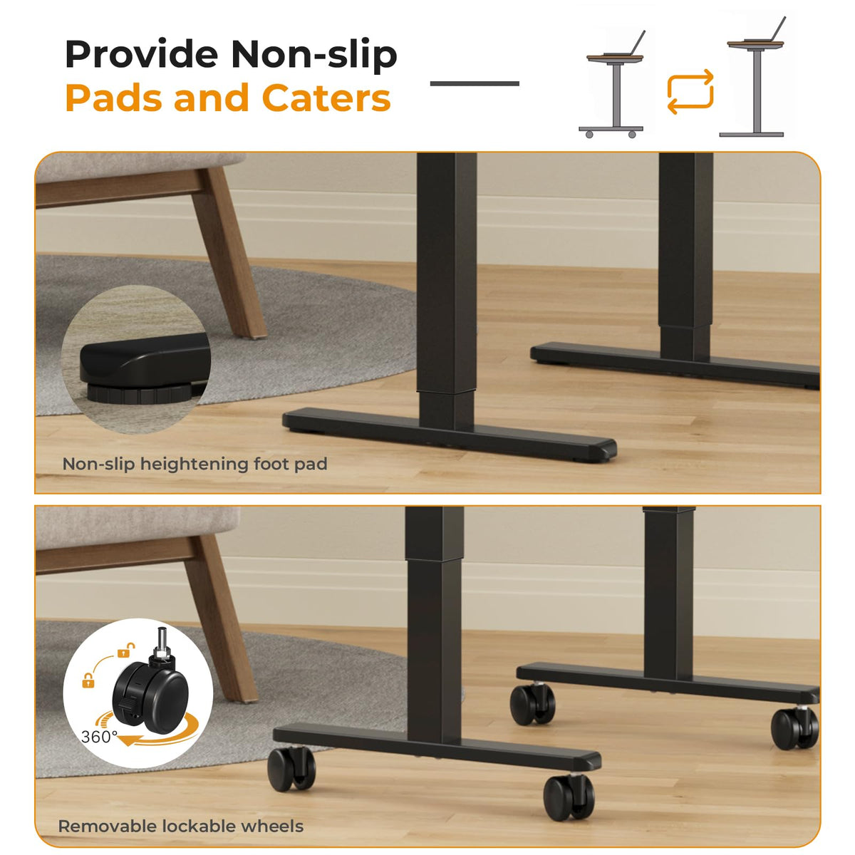 JOY worker Small Electric Standing Desk, 40" x 20" Whole Glass Piece Height Adjustable Desk with Memory Controller, Sit to Stand Desk Workstation for Home Office, Black