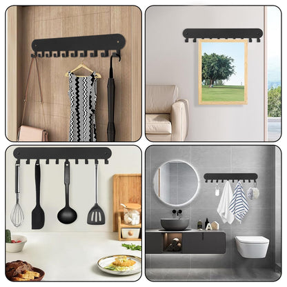 Suzurana 2 Pack Key Holder for Wall,Key Hooks with 10 Hooks,Key Holder Wall Mount Self Adhesive, Key Rack for Wall No Drill for Living Room, Kitchen, Bathroom, Garage (Black)