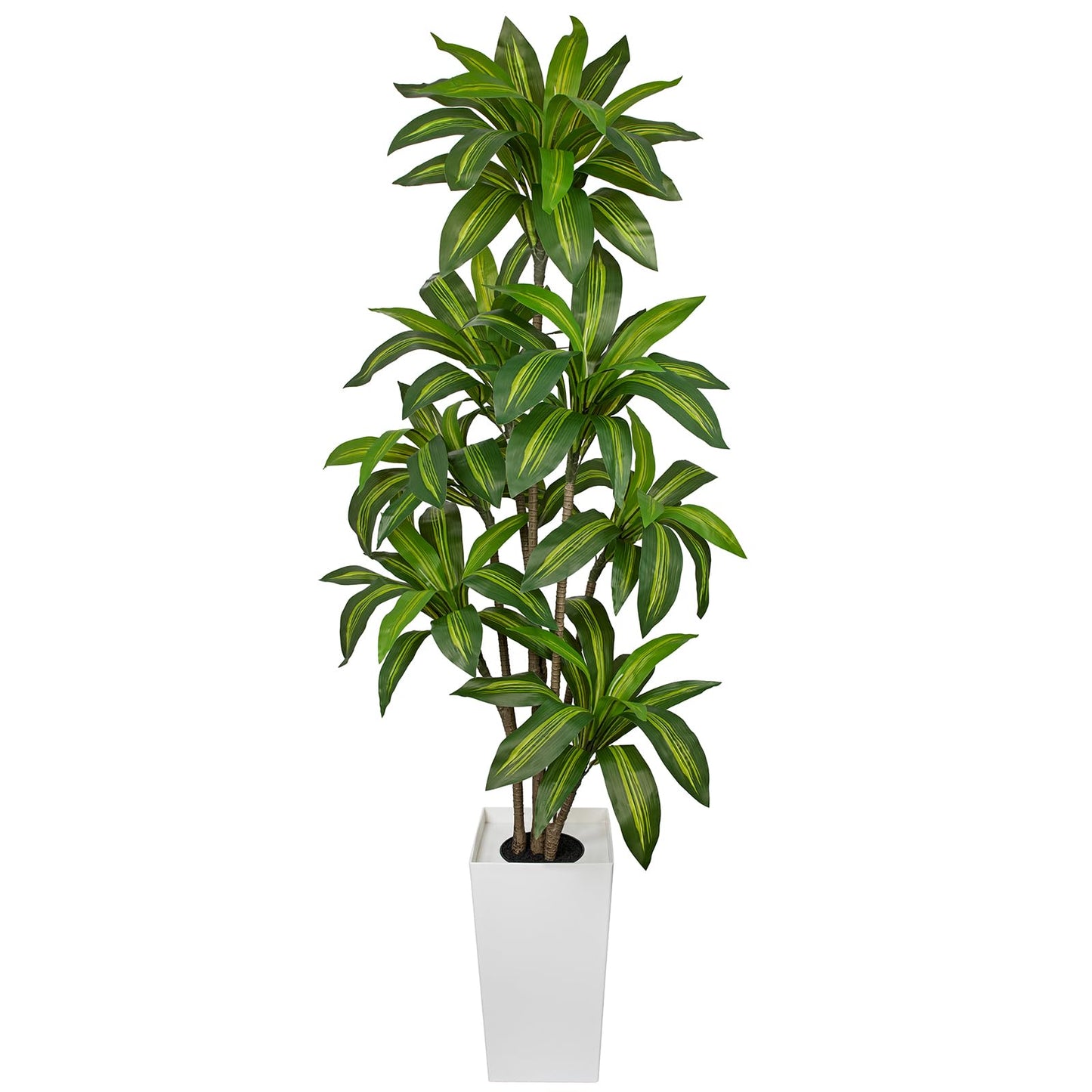 Arborus 6FT Tall Artificial Dracaena Tree, Lifelike Faux Indoor Fake Floor Plant with White Pot, Faux Tree for Home Office Living Room Entryway Décor