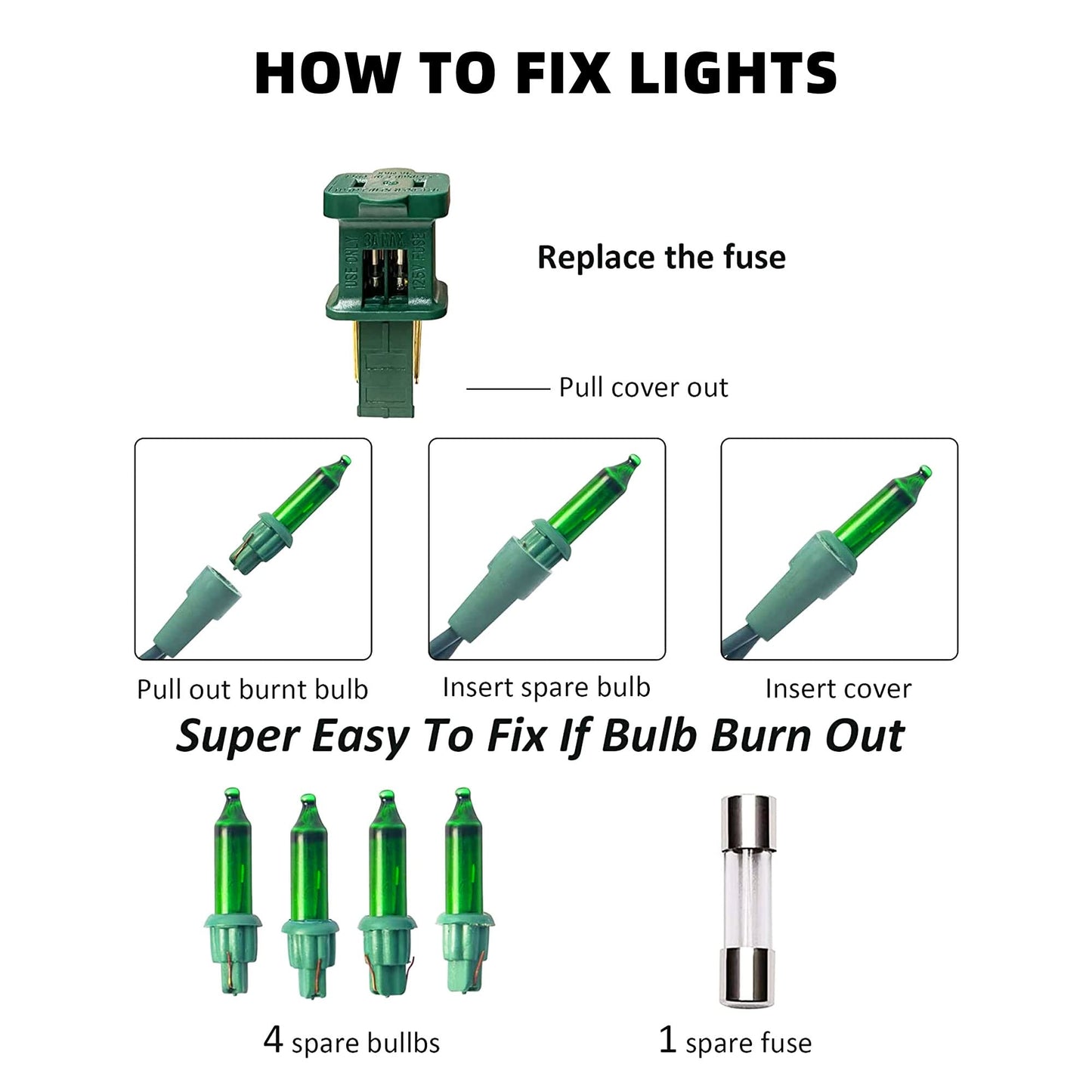 TW SHINE Green Christmas Lights, 18.5FT 100 Count Incandescent Halloween Lights, Waterproof St. Patrick's Day Decorations for Outdoor Indoor Xmas Tree Patio Home Party Garden Yard Decor
