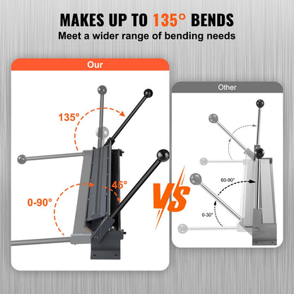 VEVOR Box and Pan Brake, 48-Inch, 0-130 Degrees Sheet Metal Bending Brake, Portable Mini Metal Bender with 20 Gauge Low Carbon Steel 14 Gauge Aluminum Capacity Power Handle, for Metal Bending
