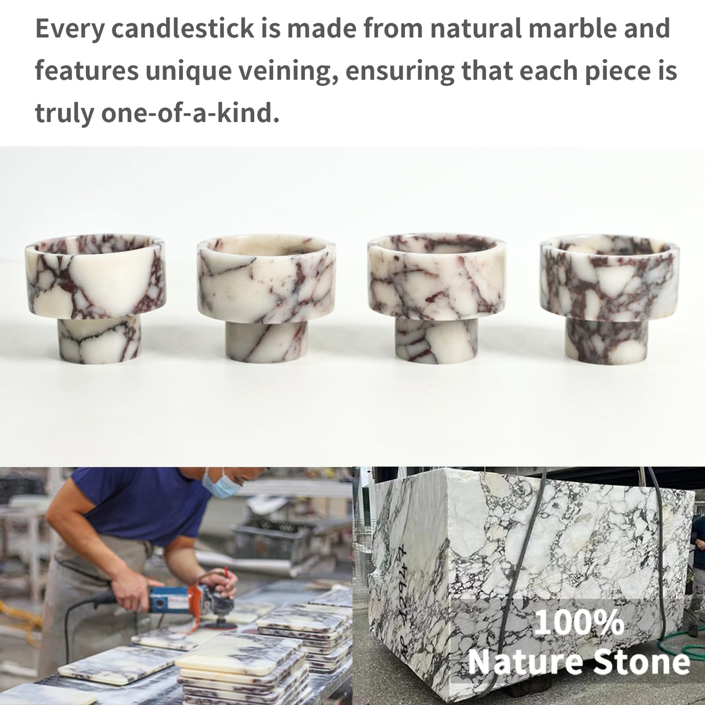 Modern Marble Tealight Holders, Luxurious Votive Candle Holders for Home Decor, Natural Stone Pillar Candle Holder for Table Centerpieces, Elegant Wedding Dinner Party Table Decor