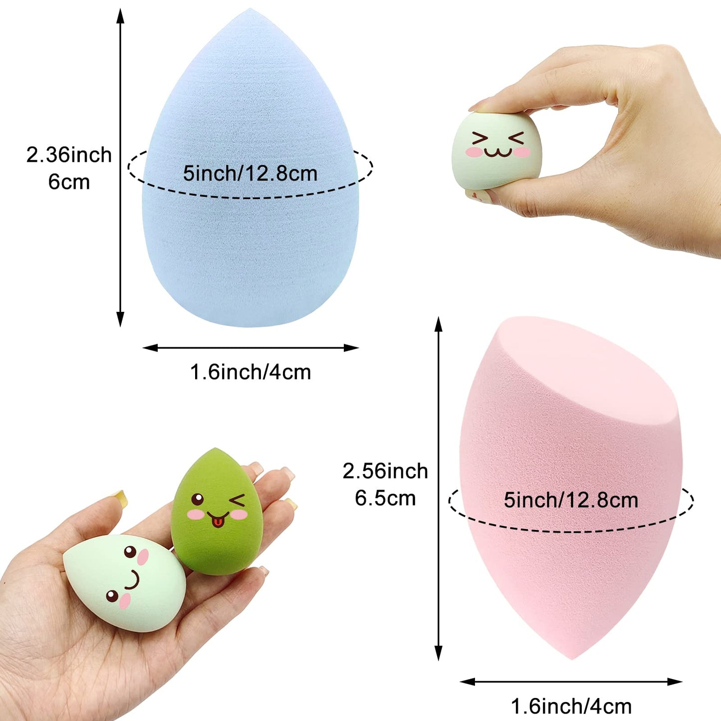 12 Pieces Professional Makeup Sponge Set,Latex Free Flawless Soft Setting Face Puffs,Multicolor Beauty Sponge Blender Cosmetic Applicator for Powder,Liquid,Facial Makeup Tools